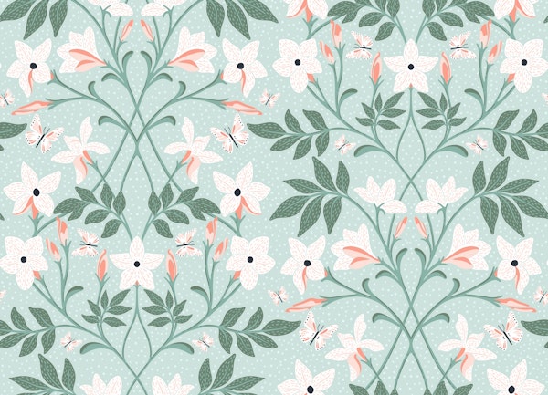 Jasmine flowers with Butterflies