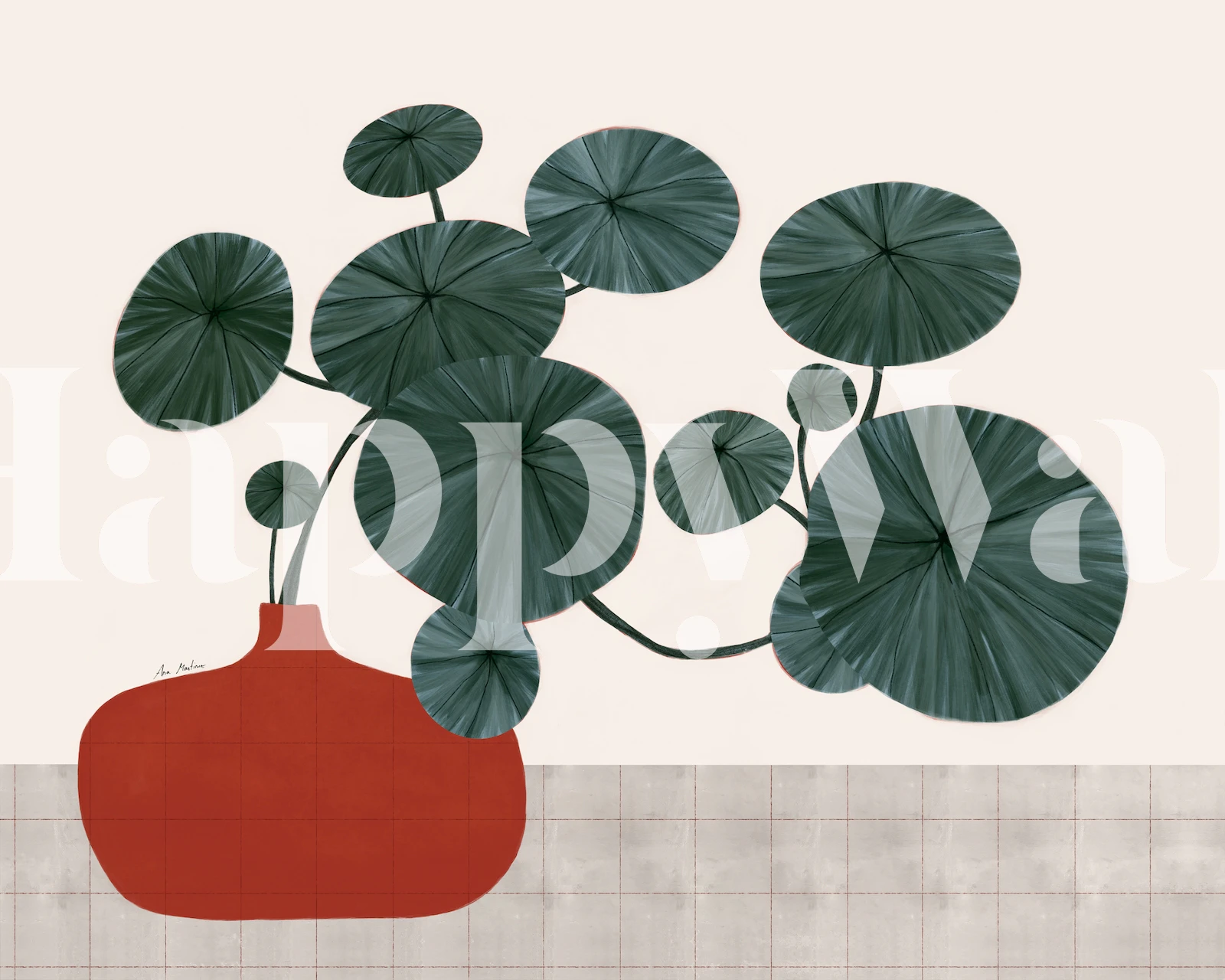 Stephonia Erecta plant tapet i ett rum