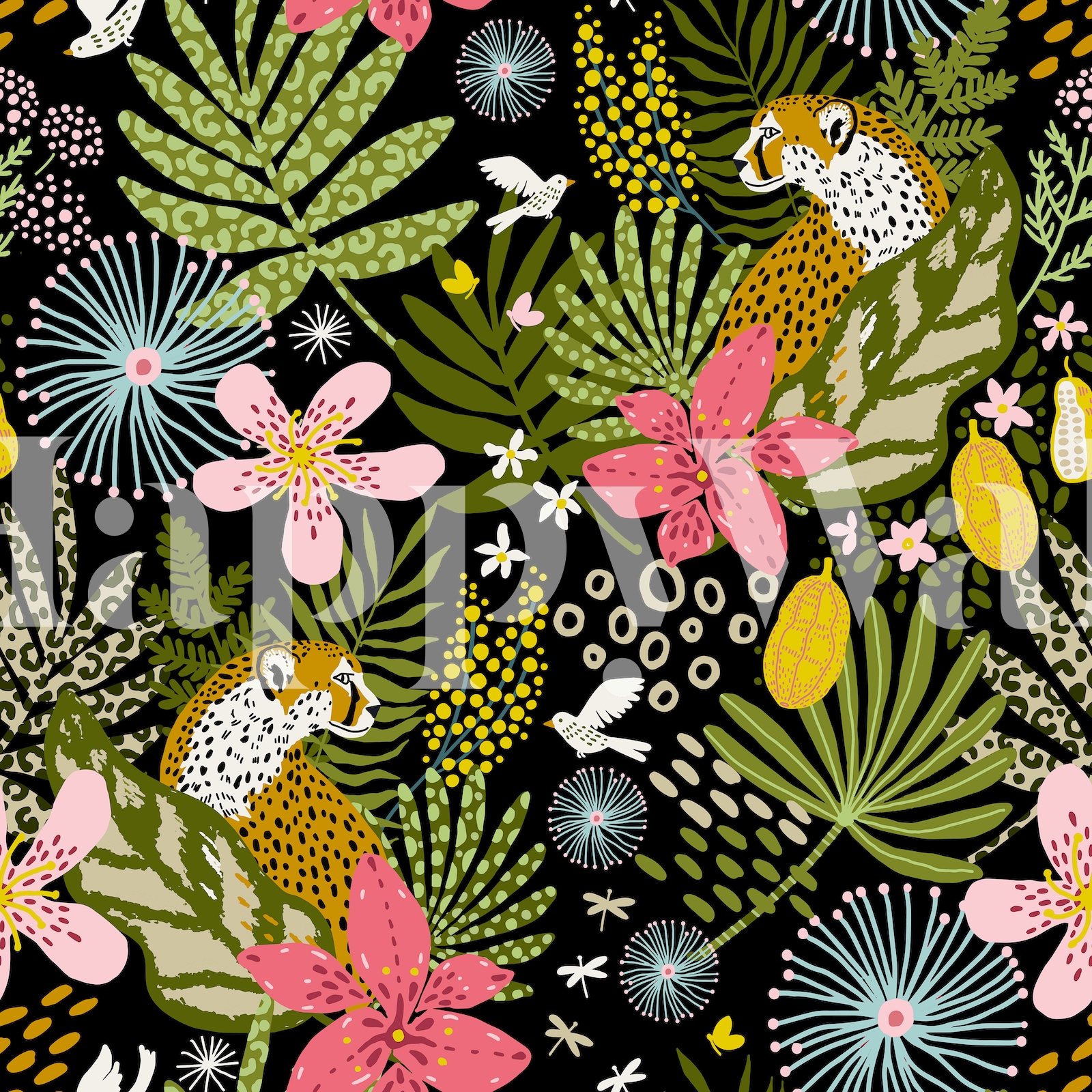 Tropical wonderland with cheetahs wallpaper Happywall