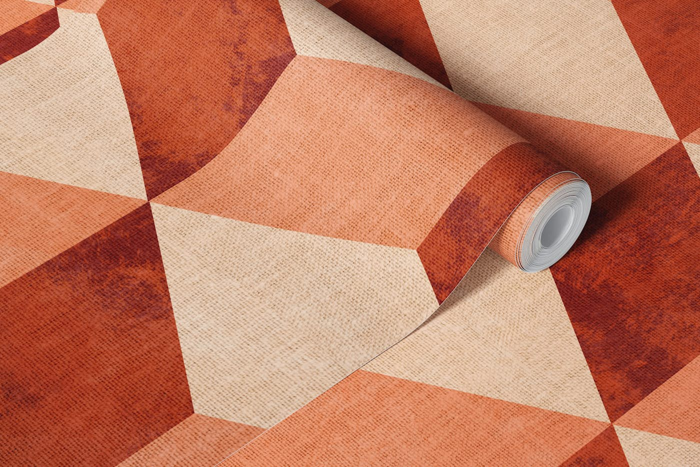 checker cube pattern rusty earthtone wallpaper roll