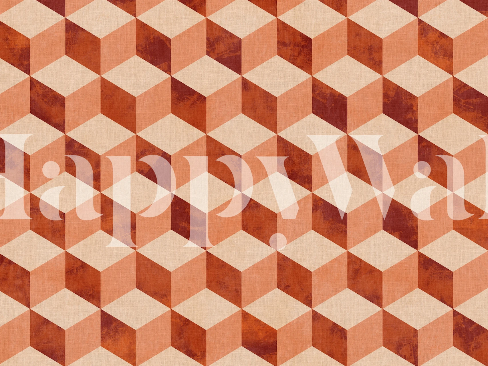 Geometric cube pattern in rusty earthtone colors wallpaper