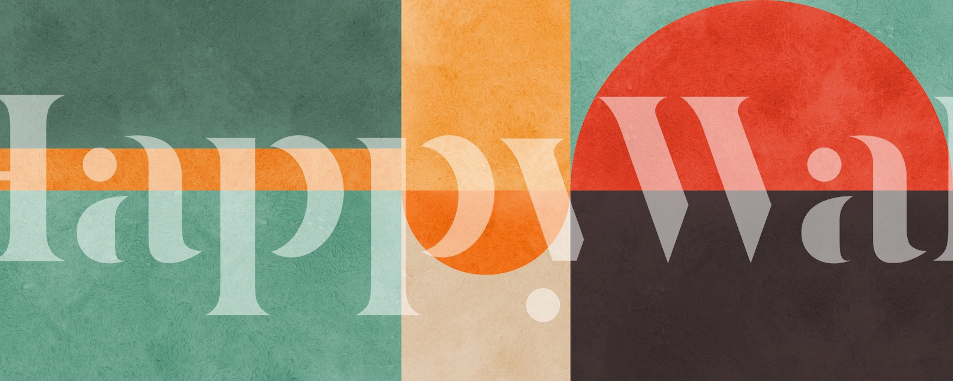 Geometric color block design in green, orange, beige, and red wallpaper