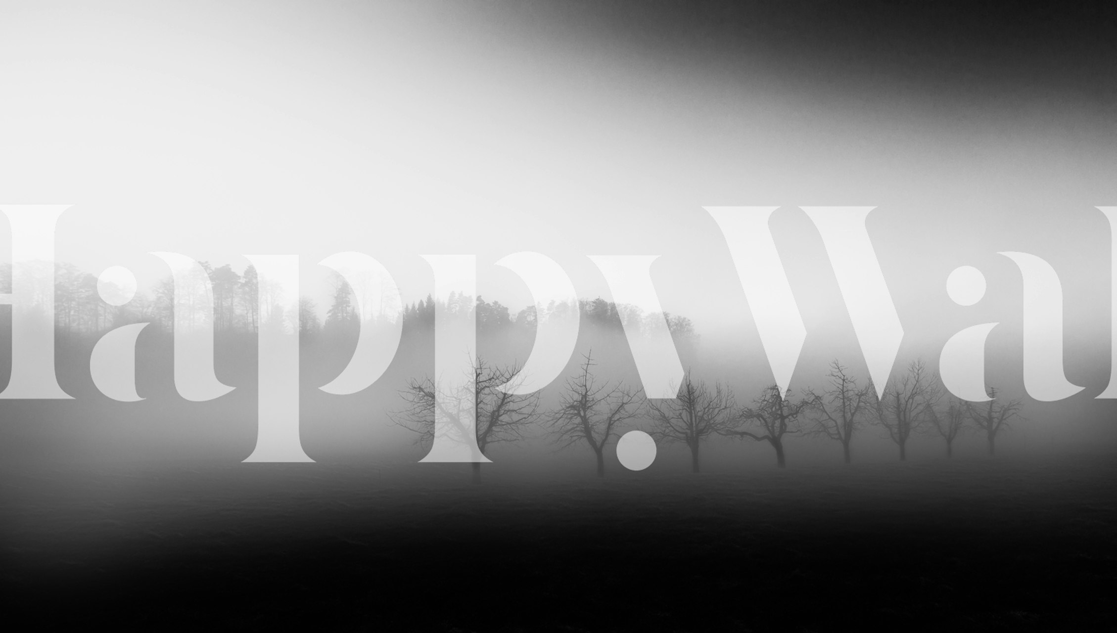 Silhouetted trees in mist with a gradient gray background wallpaper