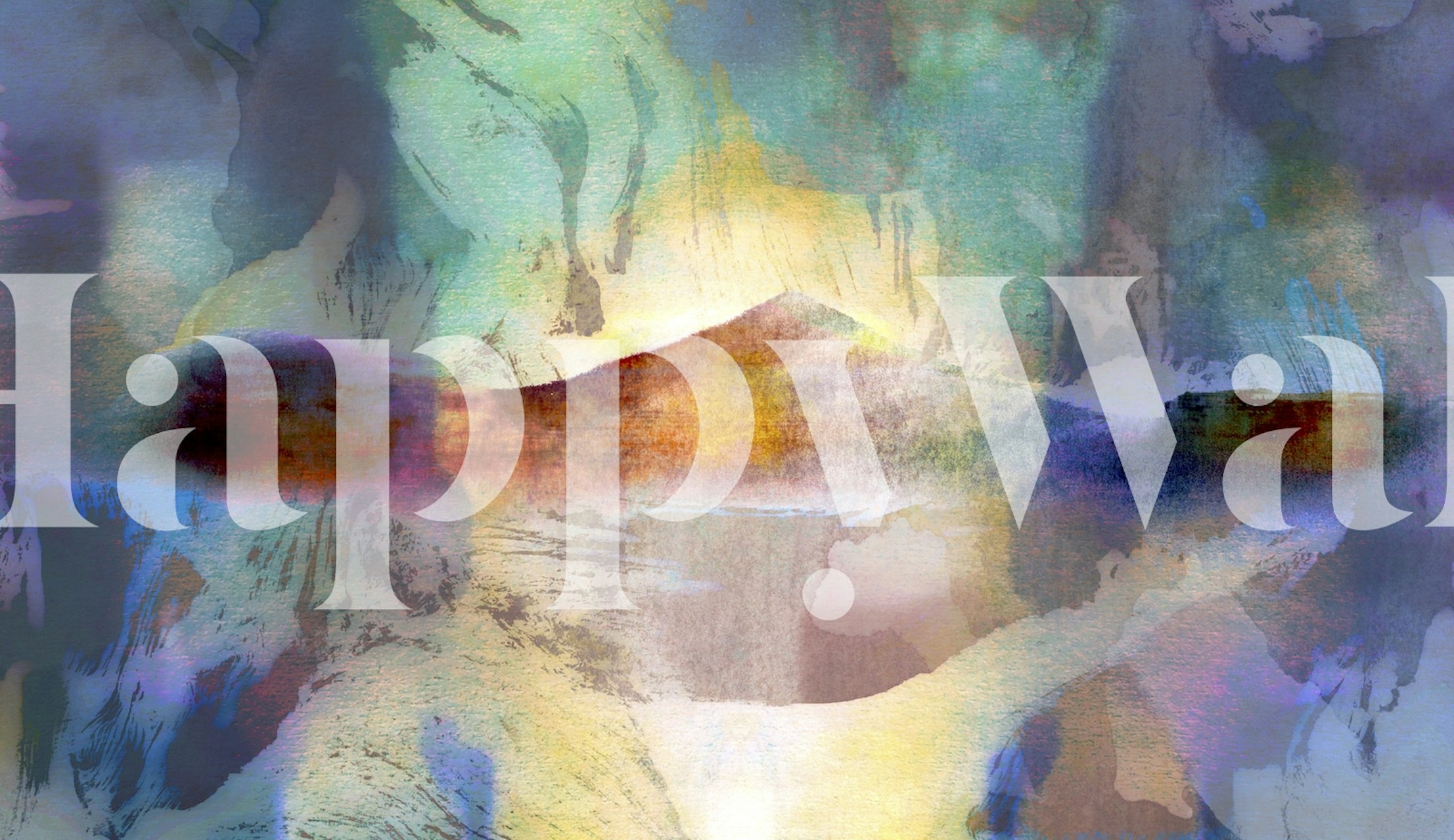 Watercolor mountain landscape in soft pastels wallpaper