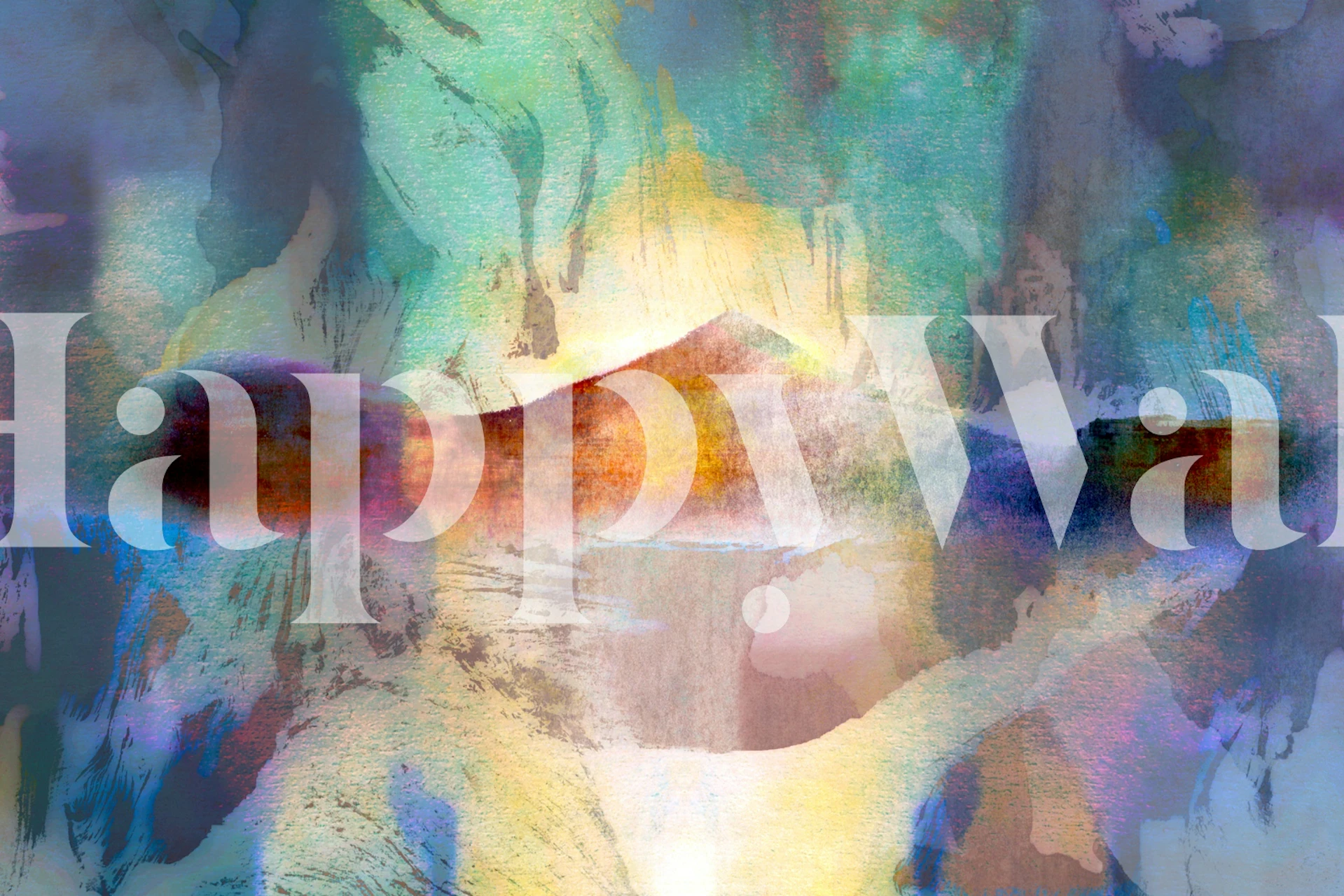 Watercolor mountain landscape in soft pastels wallpaper