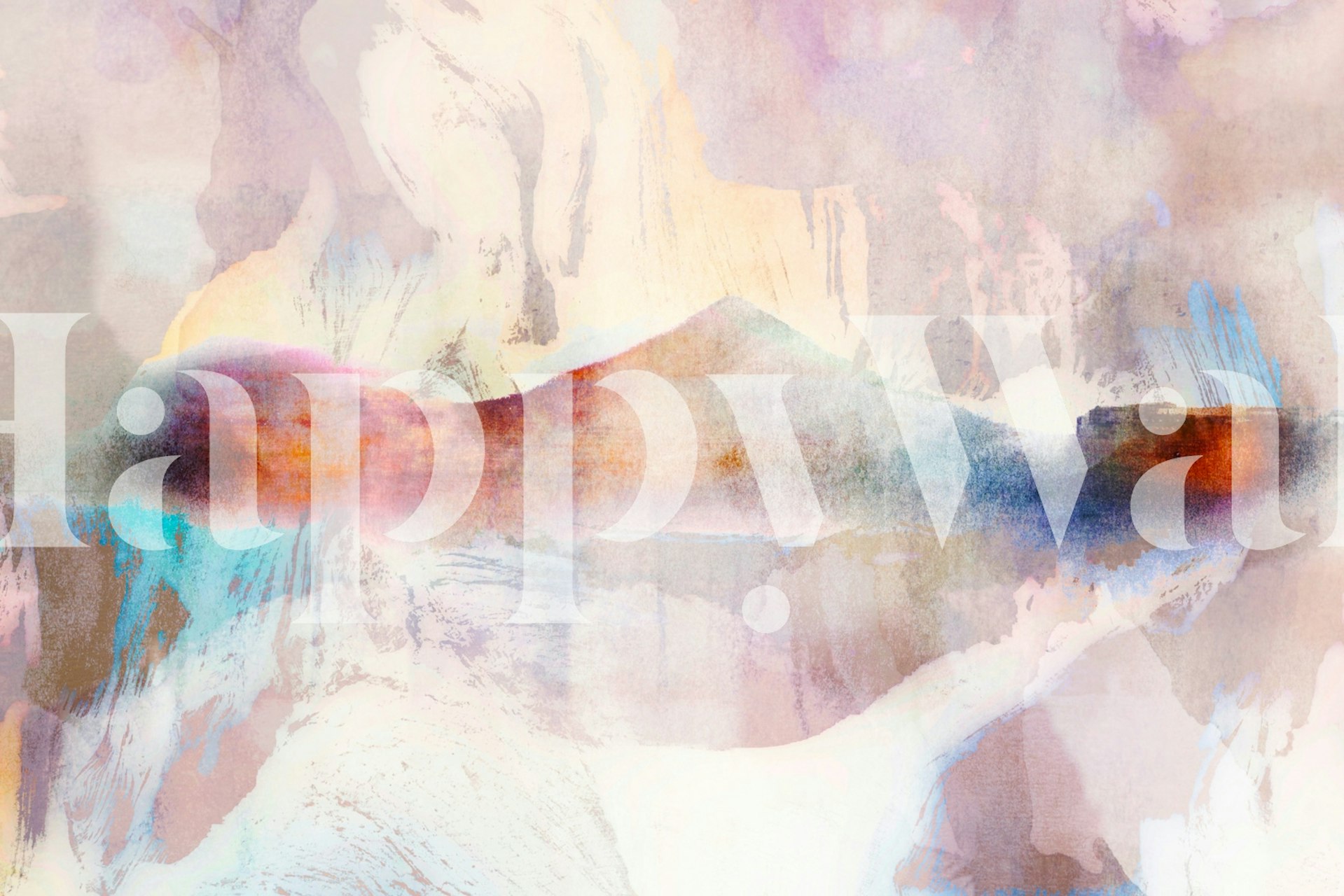 Abstrakcyjna spokojna fototapeta w pastelowych kolorach przypominająca spokojny brzeg jeziora o świcie