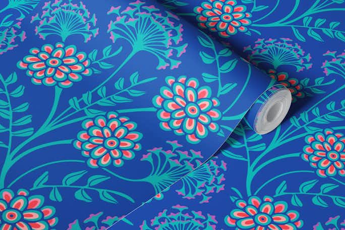 DANUBE Cottage Floral - Royal Blue - Largewallpaper roll