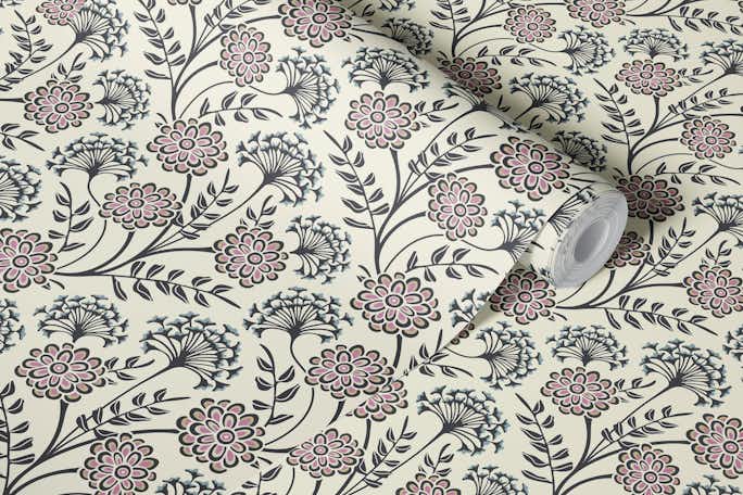 DANUBE Cottage Floral - Ecru Cream - Smallwallpaper roll