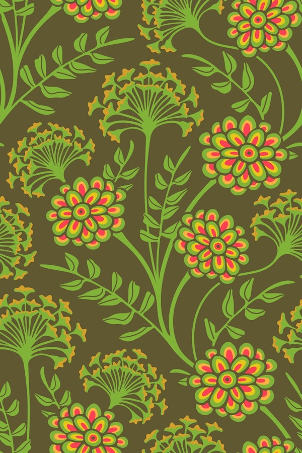 DANUBE Cottage Floral - Moss Green - Small