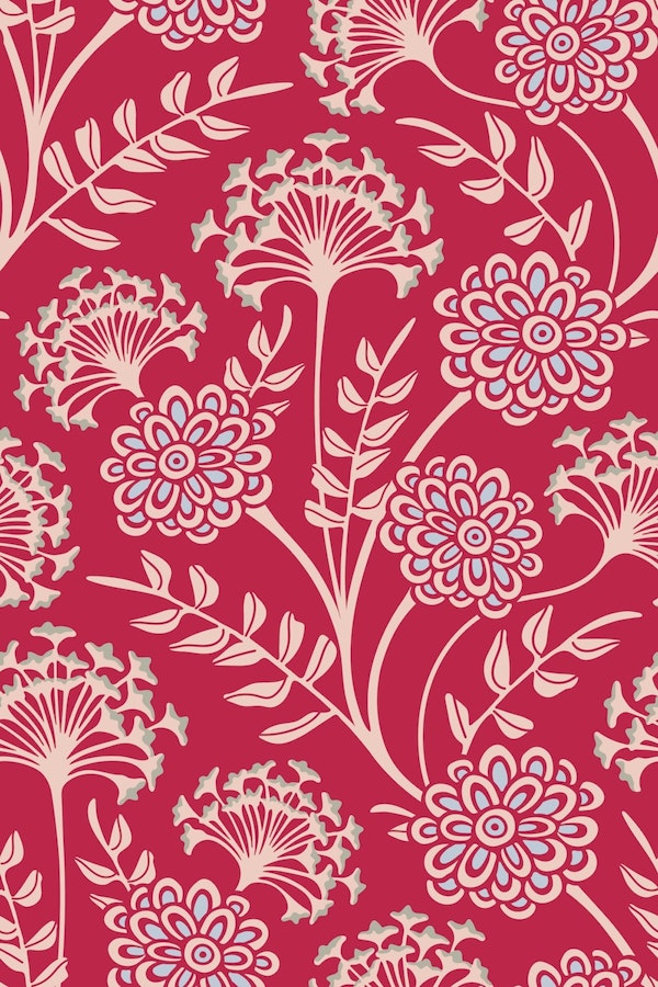 DANUBE Cottage Floral - Magenta Red - Large