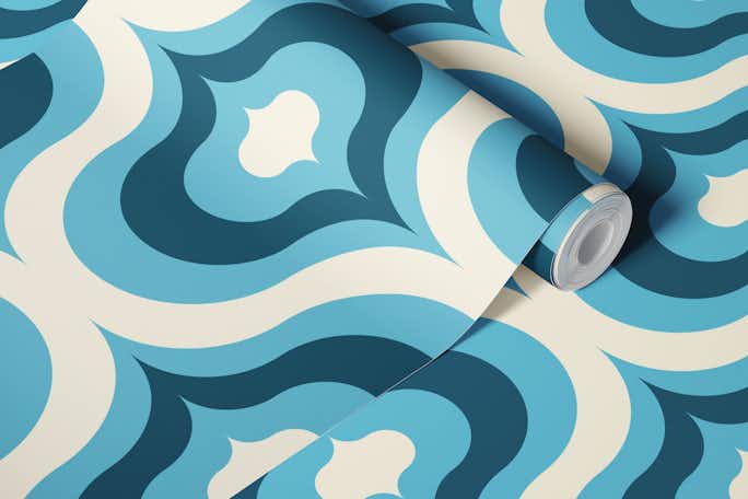 Abstract retro waves, blue (3034 B)wallpaper roll