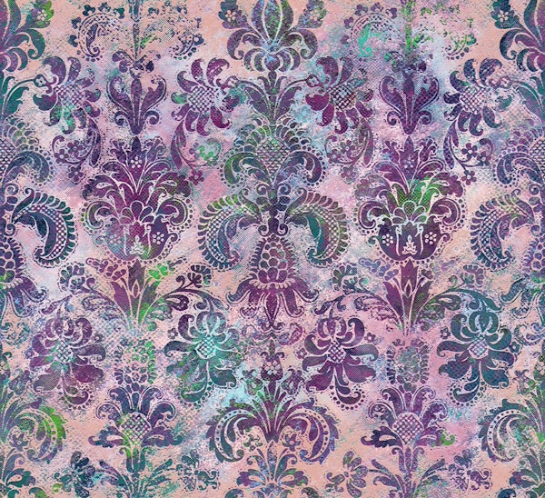 Grunge Damask pattern plum blush