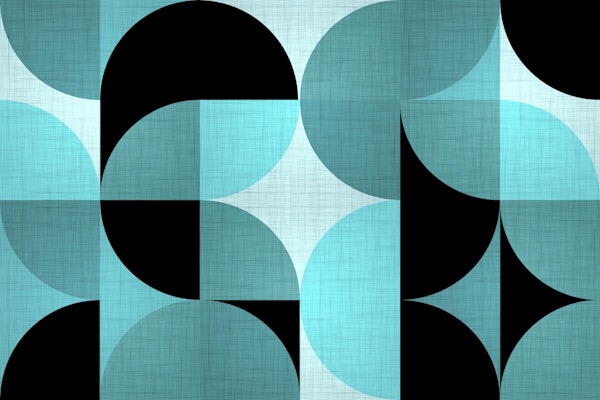 Mid-Century Vivid Cyan Geometry