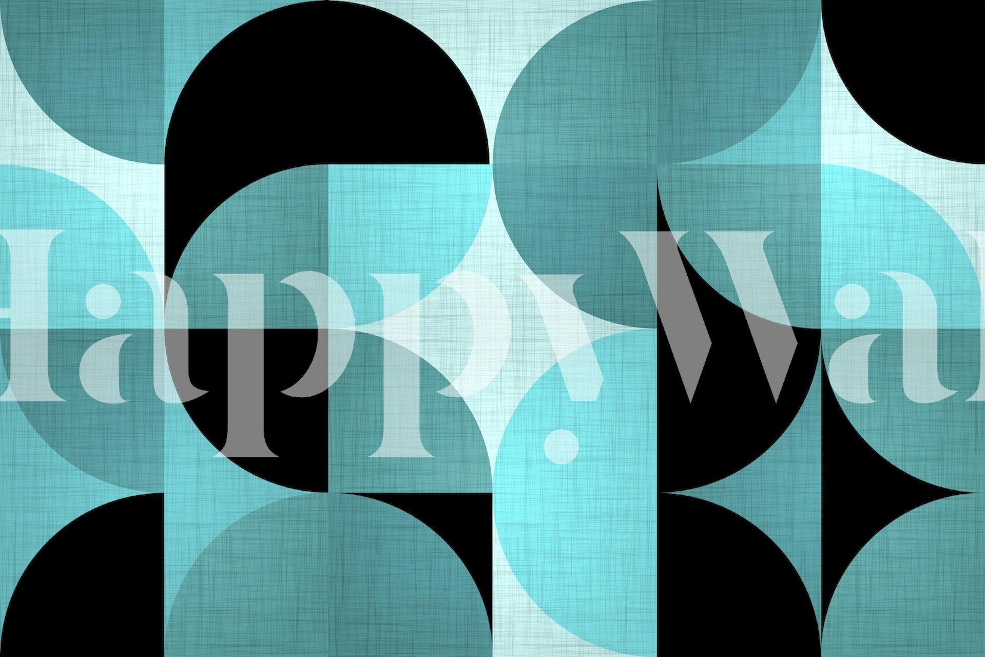 Cyan geometric shapes and patterns wallpaper in modern style