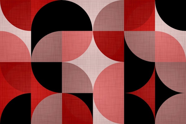 Mid-Century Vivid Coral Geometry