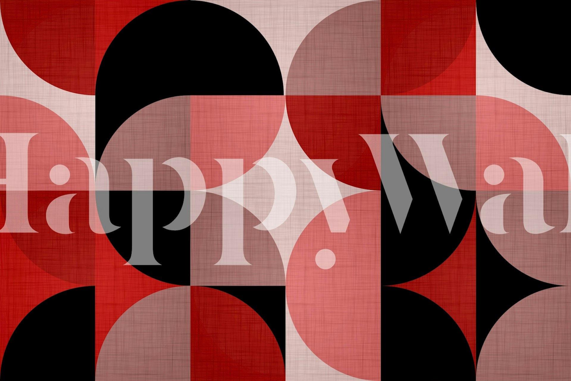Geometric patterns in coral pink, red, and black wallpaper