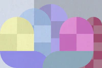 Mid-Century Vivid Round Geometry tapete