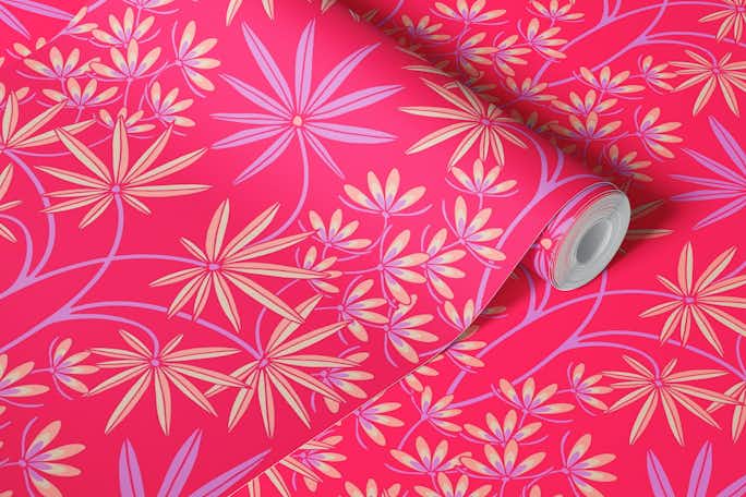 GLAMOUR Maximalist Floral Damask - Hot Pinkwallpaper roll