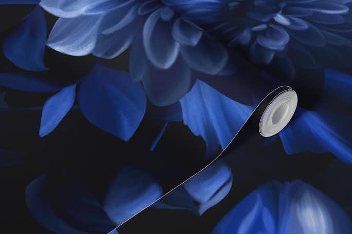 Midnight Blue Opulent Baroque Moody Floralswallpaper roll