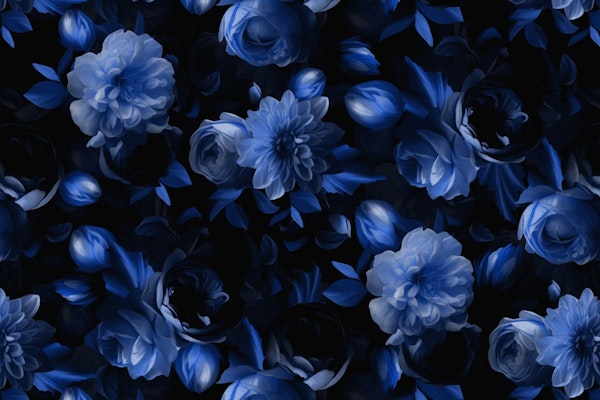 Midnight Blue Opulent Baroque Moody Florals