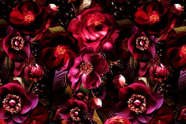 Gothic Midnight Opulent Baroque Moody Flowers