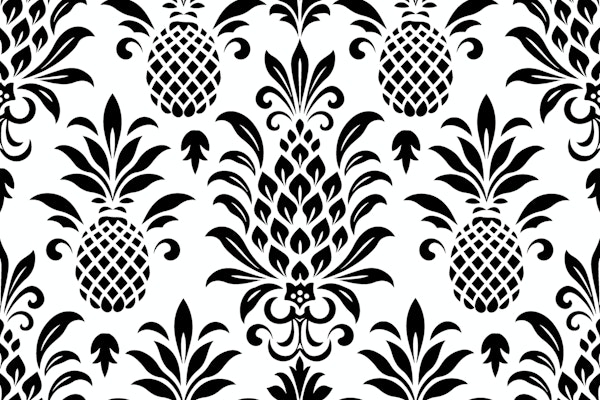 Modern Pineapple Chic Black On White