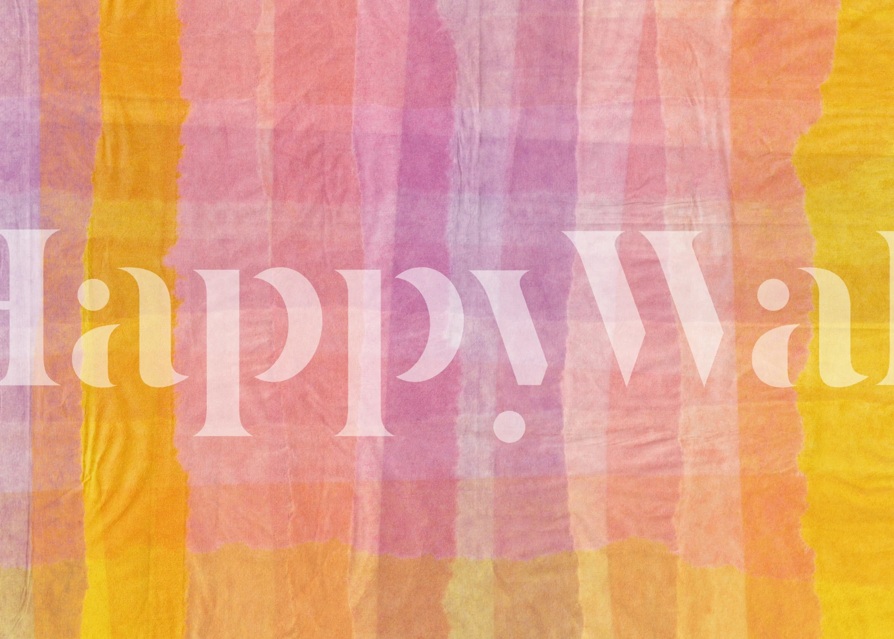 Colorful plaid wallpaper in pink, yellow, and orange hues with a watercolor texture