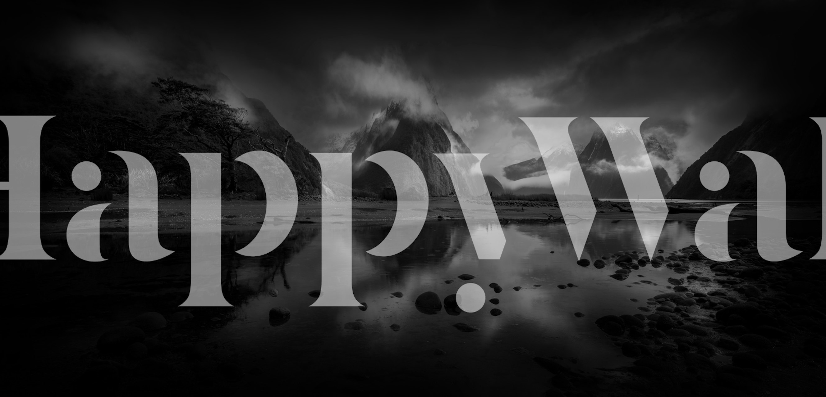 Dramatic black and white mountain landscape wallpaper