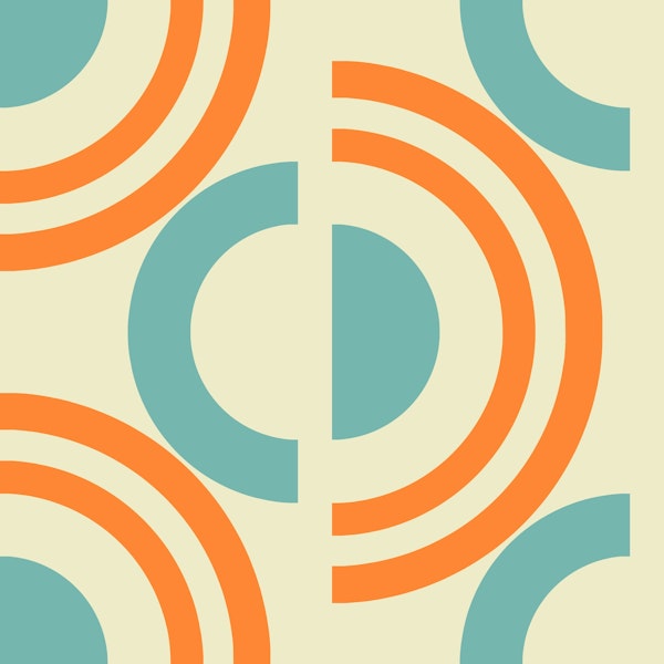 Mid-Century Circular Shapes - Orange Blue
