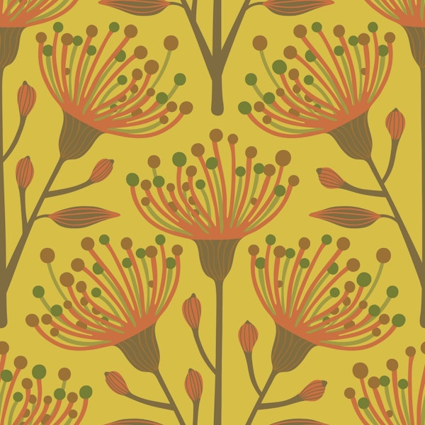 EUCALYPTUS Floral Botanical - Mustard Yellow