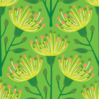 EUCALYPTUS Floral Botanical - Lime Green tapet