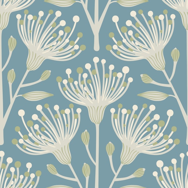 EUCALYPTUS Floral Botanical - Light Blue