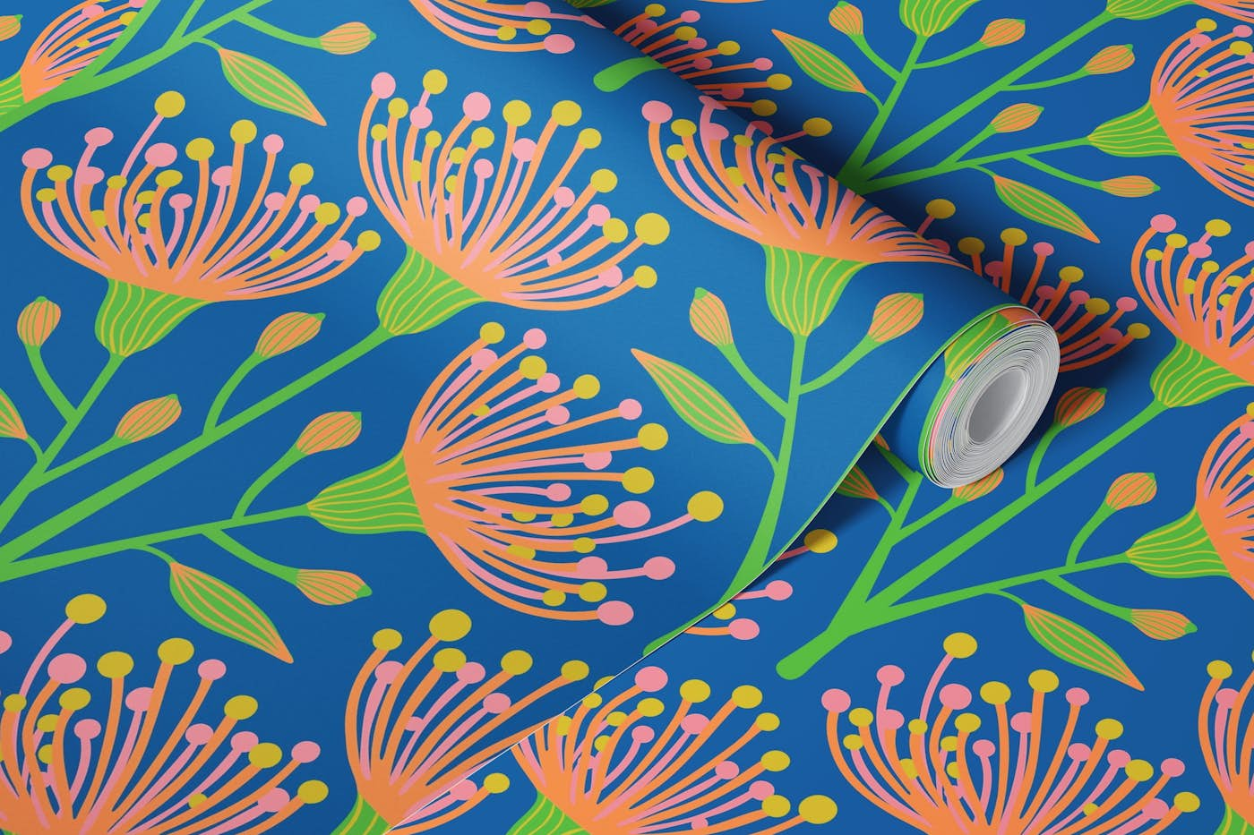 EUCALYPTUS Floral Botanical - Royal Blue wallpaper roll