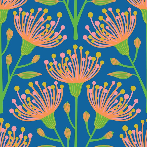 EUCALYPTUS Floral Botanical - Royal Blue
