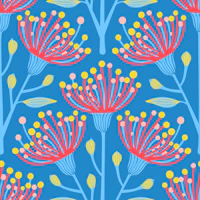 EUCALYPTUS Floral Botanical - Bright Blue tapet