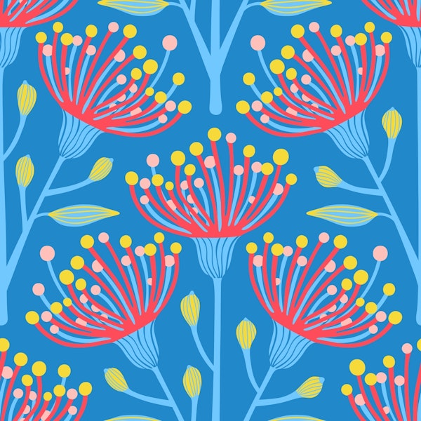 EUCALYPTUS Floral Botanical - Bright Blue