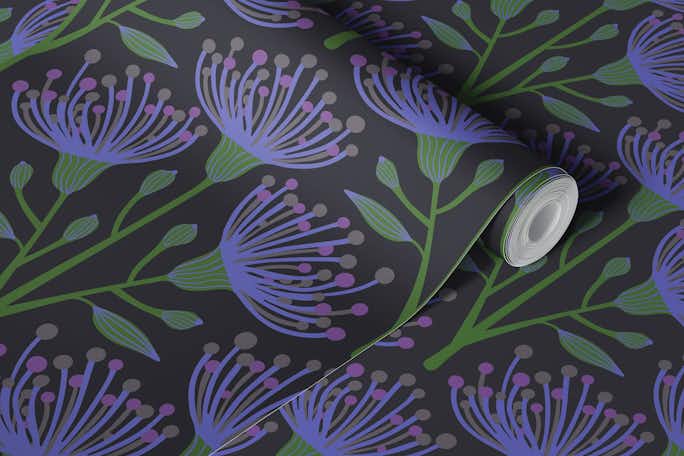 EUCALYPTUS Floral Botanical - Dark Purplewallpaper roll