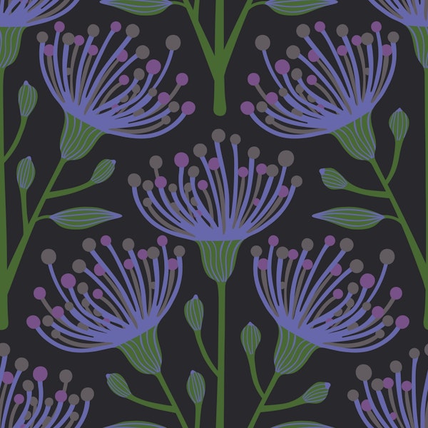 EUCALYPTUS Floral Botanical - Dark Purple