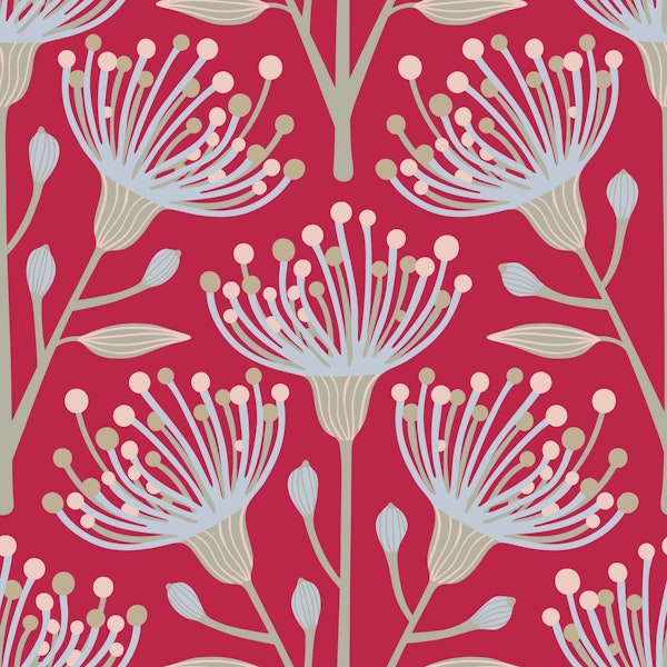 EUCALYPTUS Floral Botanical - Magenta Red