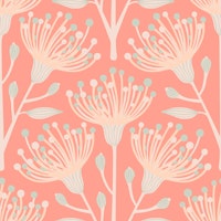 EUCALYPTUS Floral Botanical - Apricot Orange ταπετσαρία