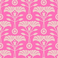 ART NOUVEAU Retro Mid-Century Floral - Pink ταπετσαρία