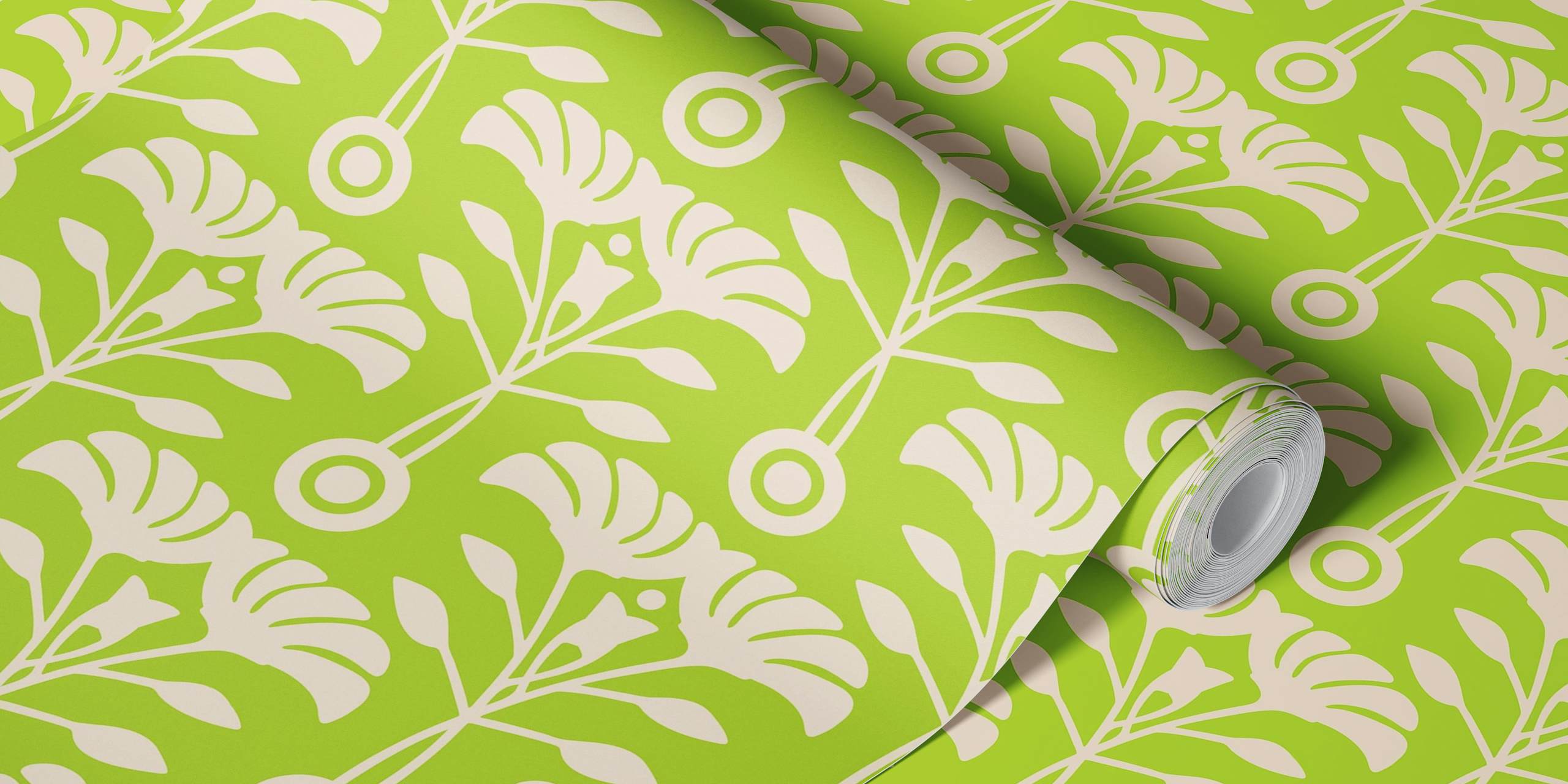 Art Nouveau blomster grøn tapet i et rum