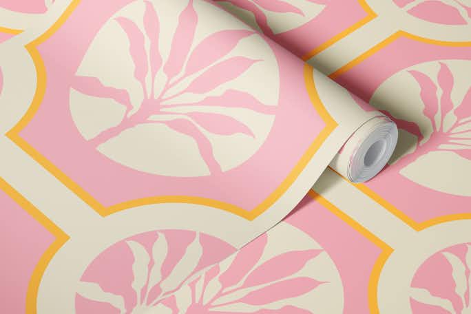 MAROC Tropical Ti Plant Tiles Pink Largewallpaper roll