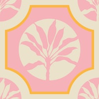 MAROC Tropical Ti Plant Tiles Pink Large wallpaper