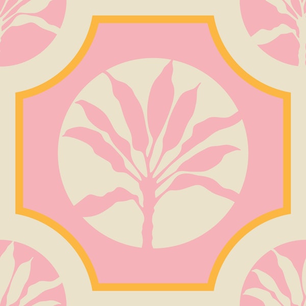 MAROC Tropical Ti Plant Tiles Pink Large