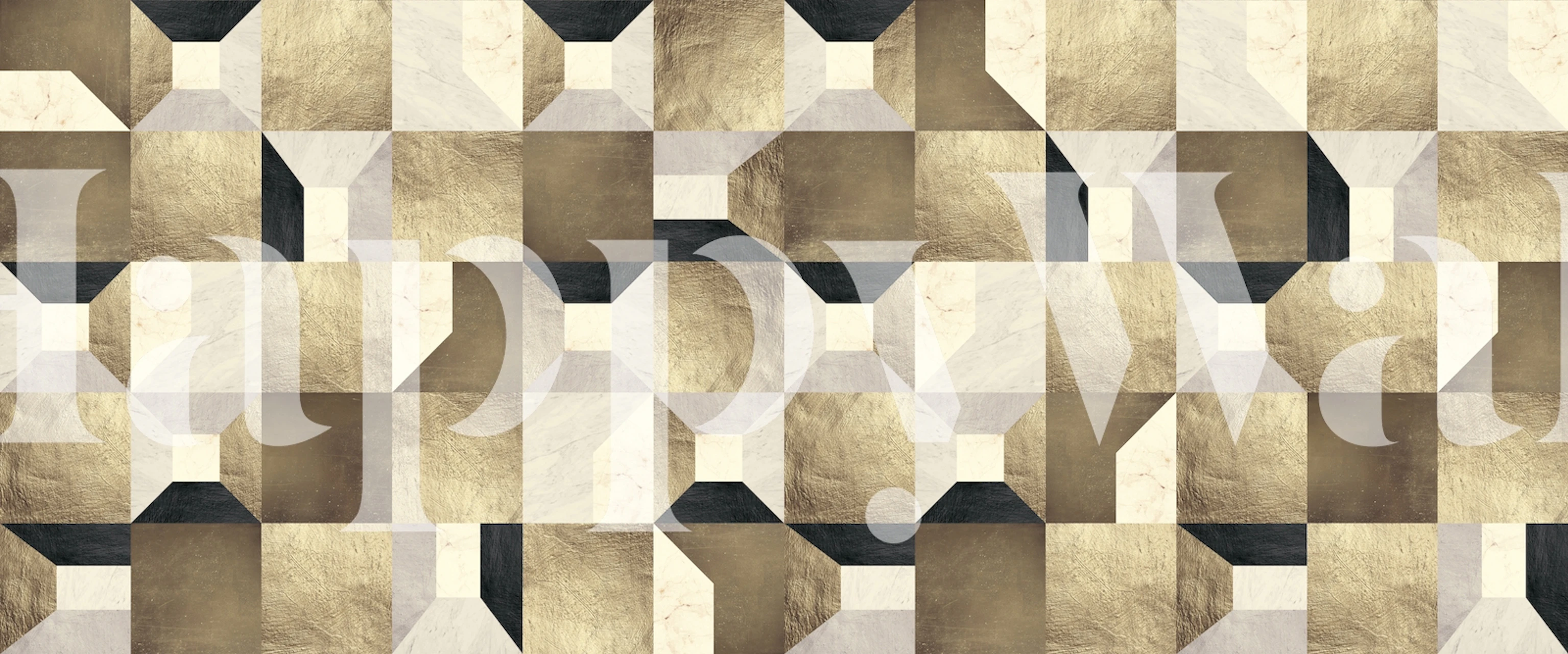 Geometric gold and black patterns on wallpaper