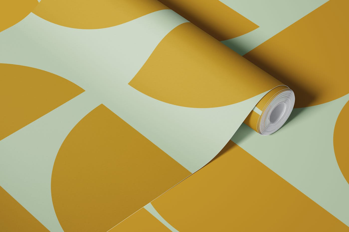 Golden Mustard Bauhaus wallpaper roll