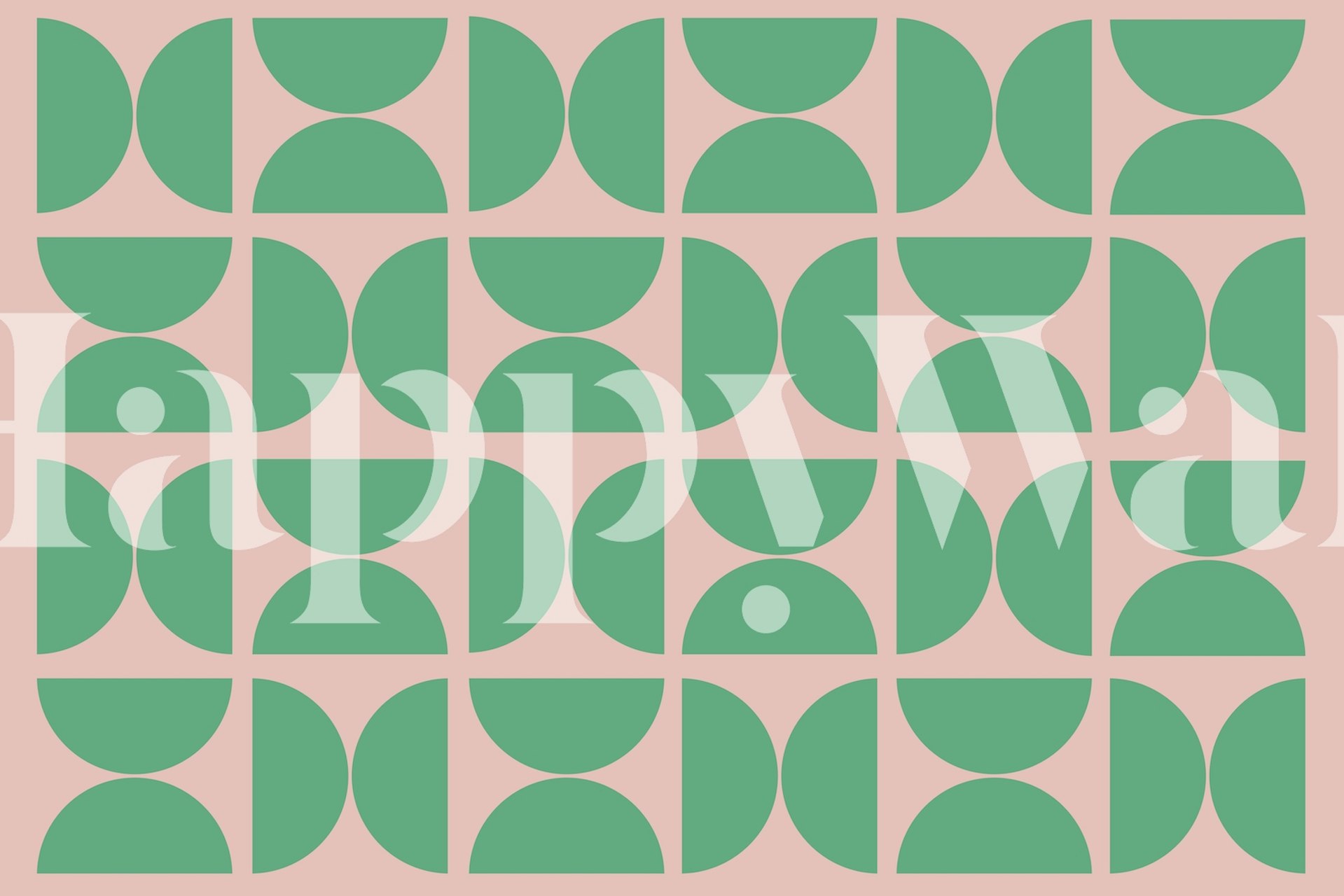 Geometric shapes in green on pink background wallpaper