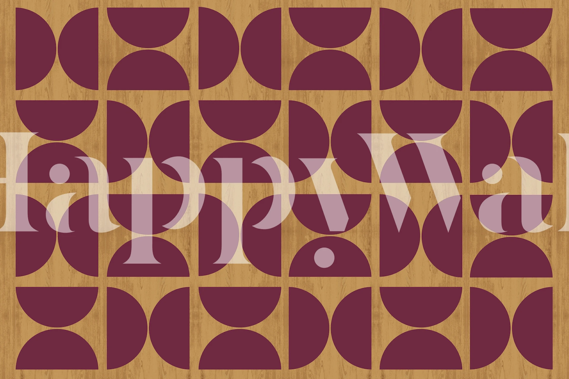 Bauhaus Wood -kuvioinen tapetti huoneessa