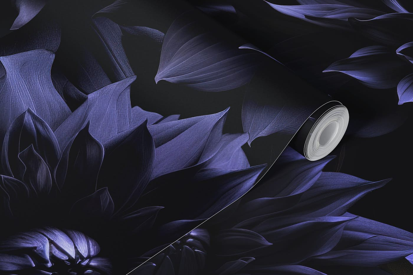 Blue Mystic Gothic Flower Night Garden wallpaper roll